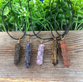 Wire Cage Wrapped Crystal Point Variety Gemstone Necklace